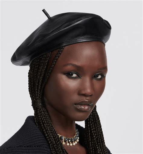 black lambskin dior beret.